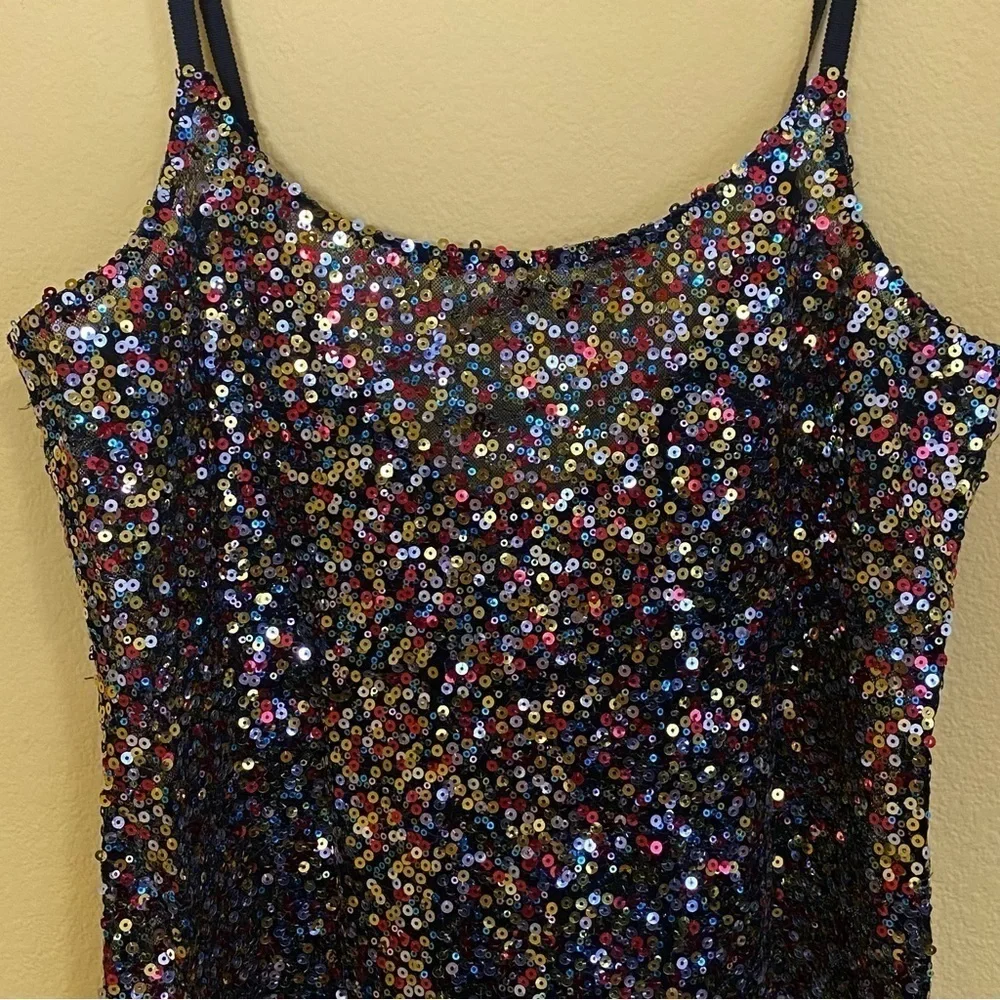 Free People Intimately Medium Confetti Sequins Slip Mini Dress Party Festive